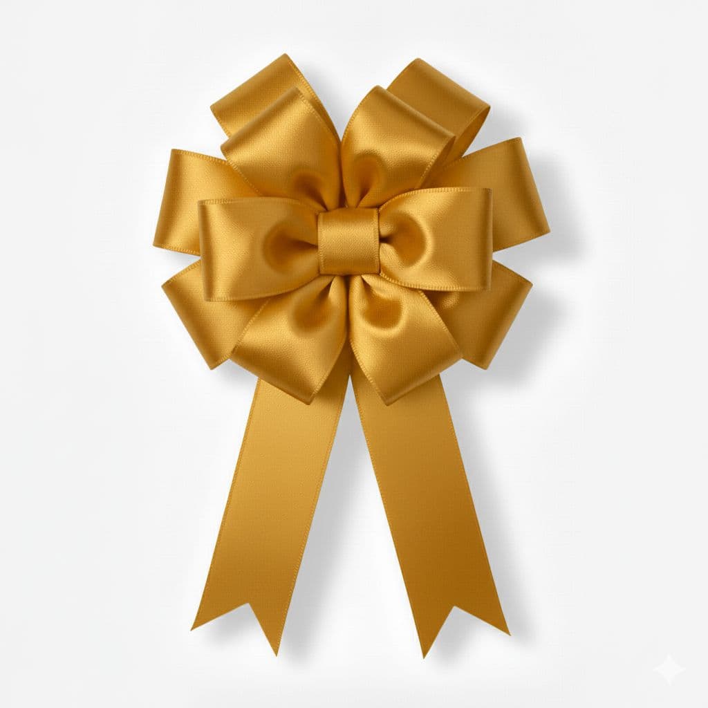 12 Loop Satin Bow Gold