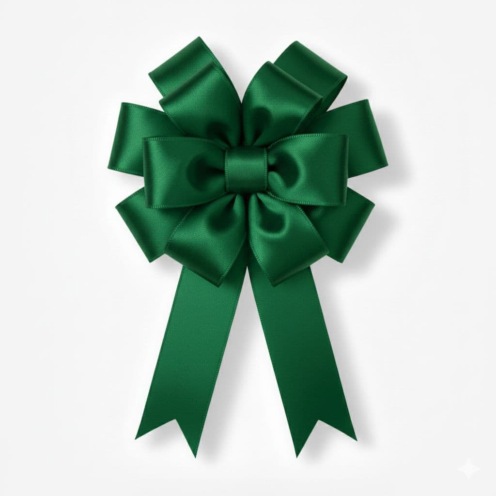 12 Loop Satin Bow Green