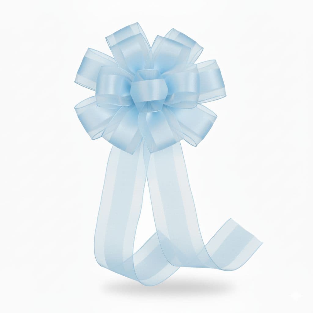 12 Loop Tulle Bow Blue