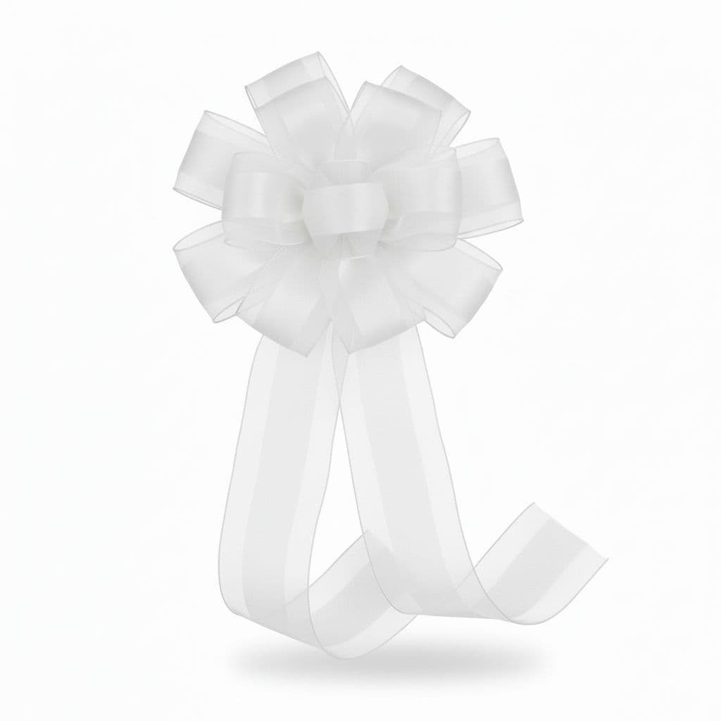 12 Loop Tulle Bow White