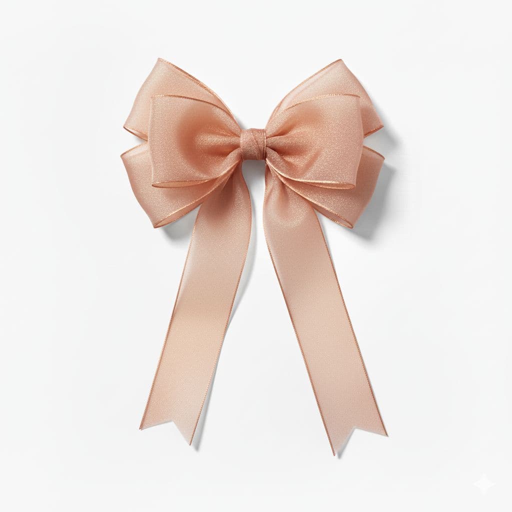 6 Loop Organza Bow Rose Gold