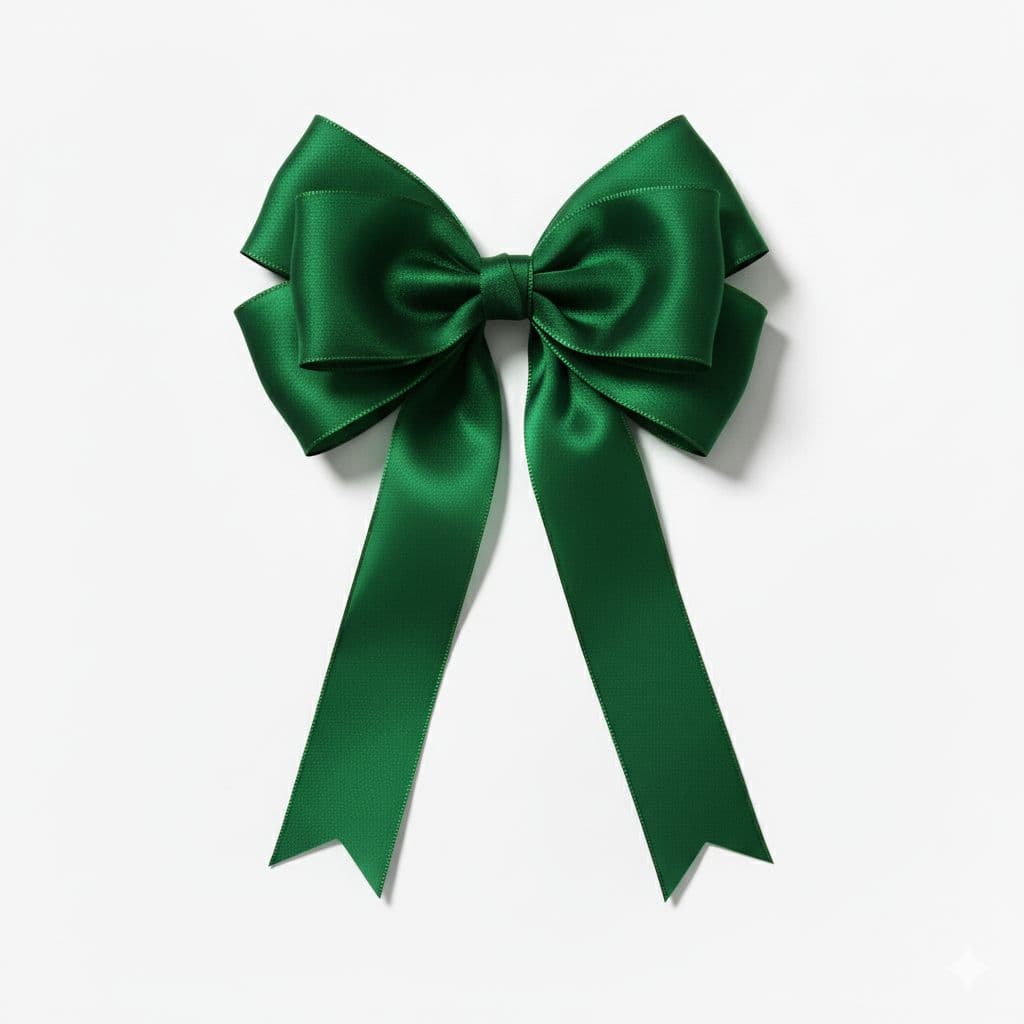 6 Loop Satin Bow Green