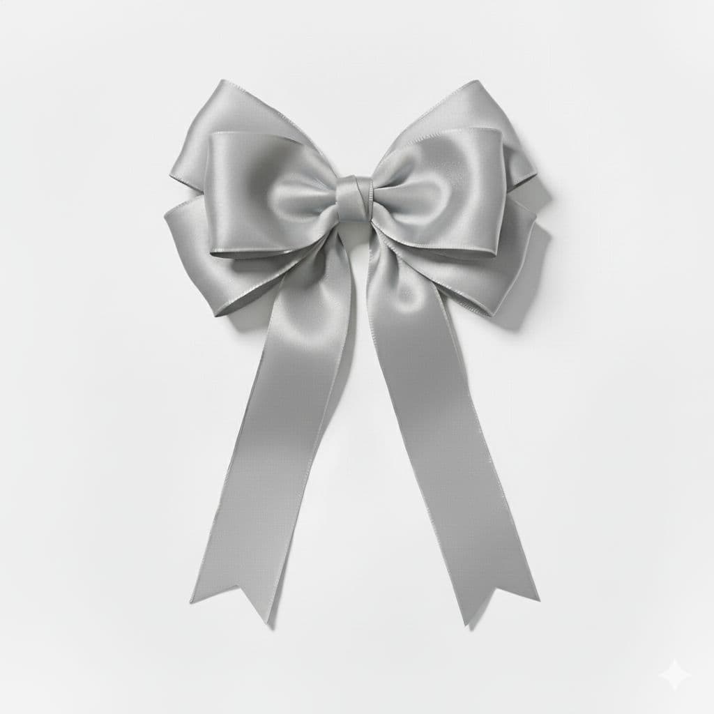 6 Loop Satin Bow Silver