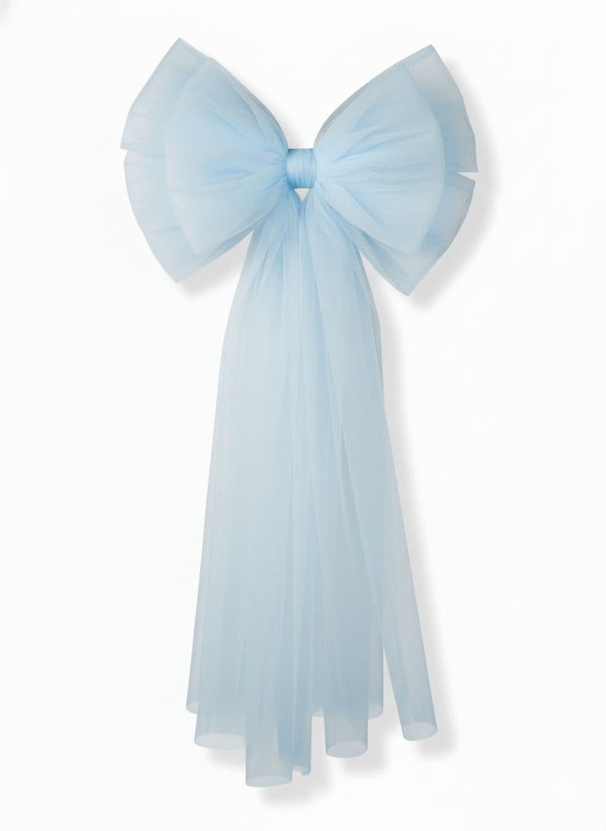 6 Loop Tulle Bow Blue