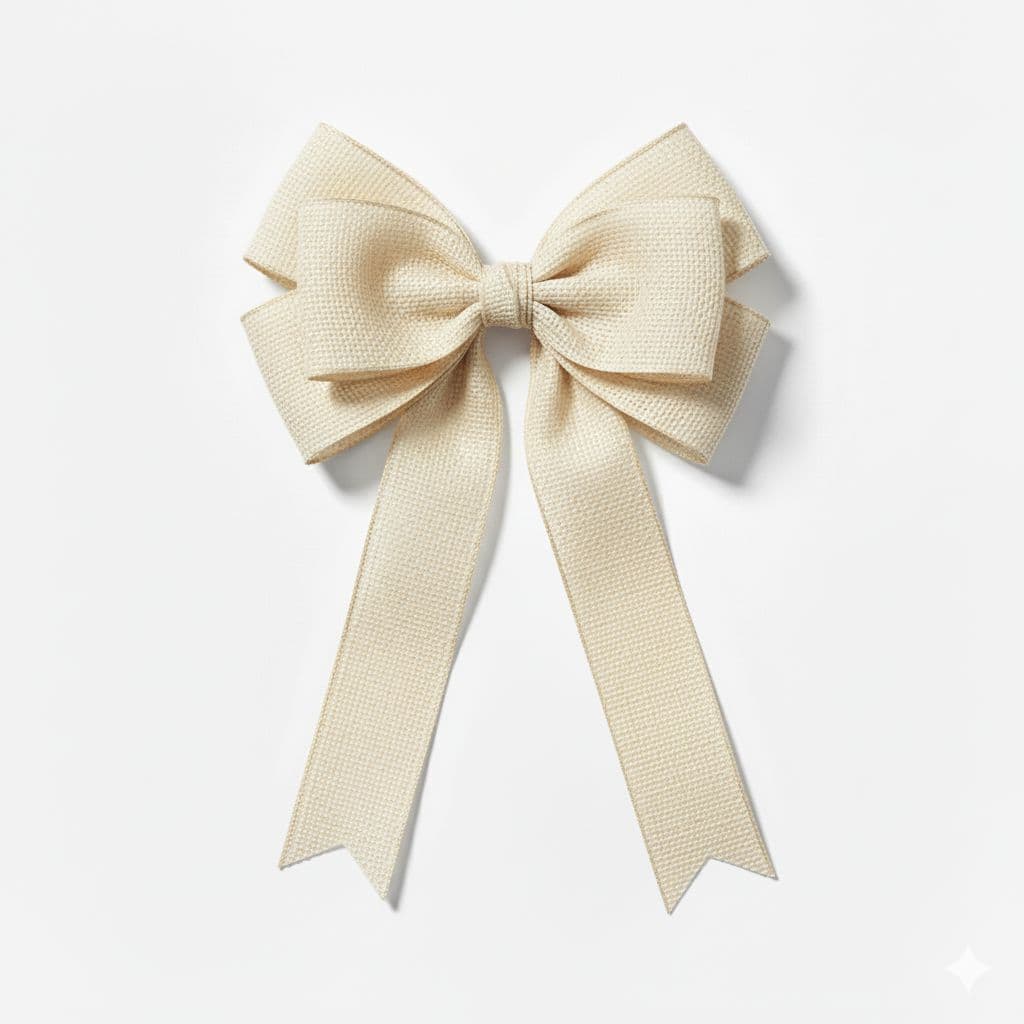 6 Loop Woven Bow Cream