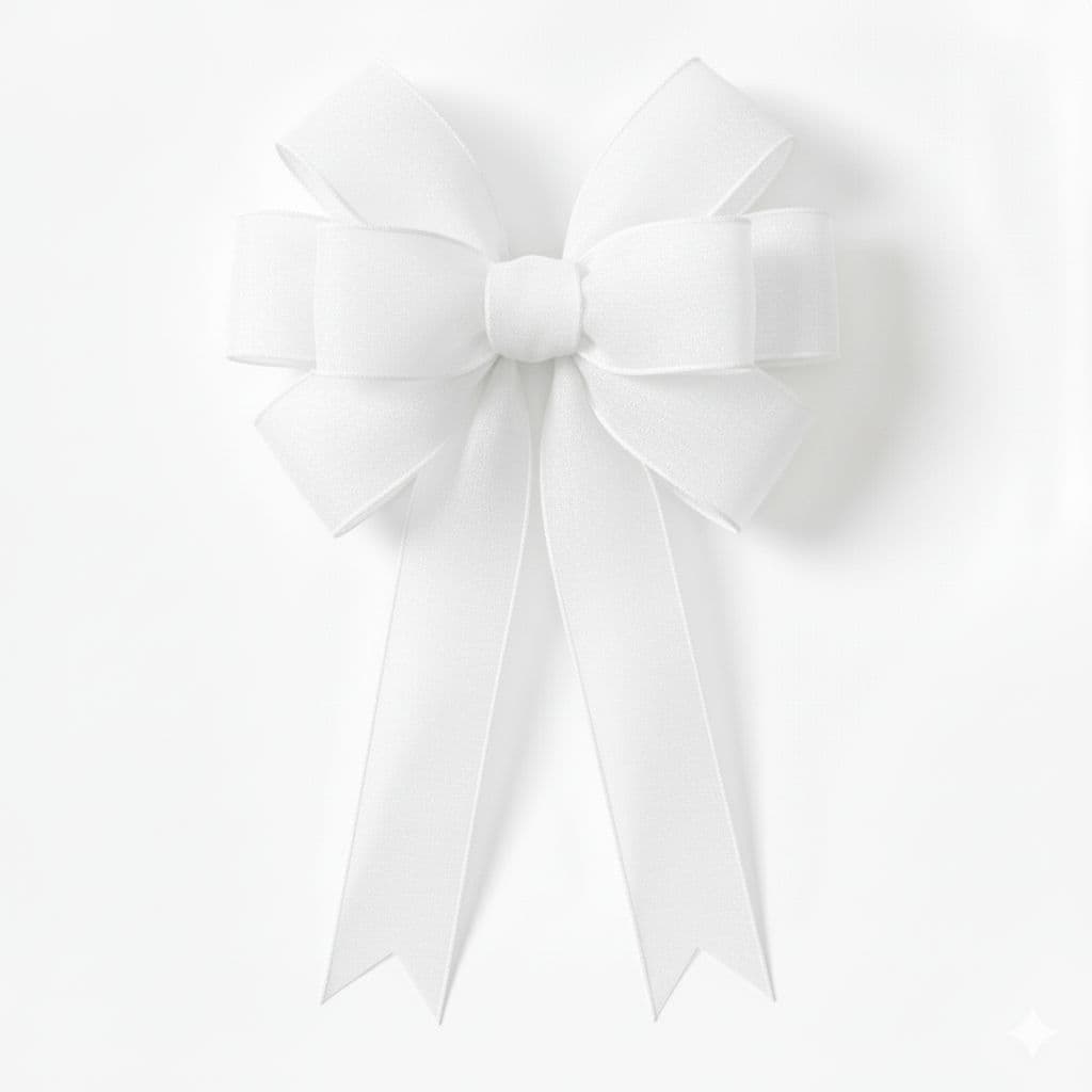 8 Loop Organza Bow White