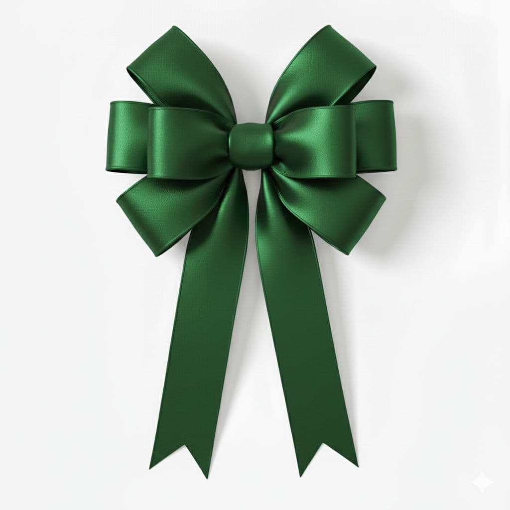 8 Loop Satin Bow Green