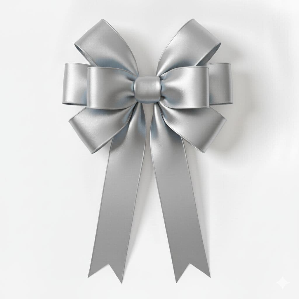 8 Loop Satin Bow Silver