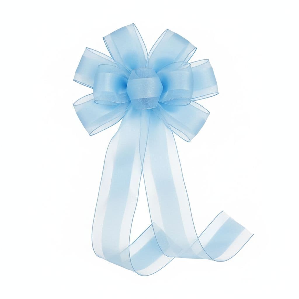 8 Loop Tulle Bow Blue