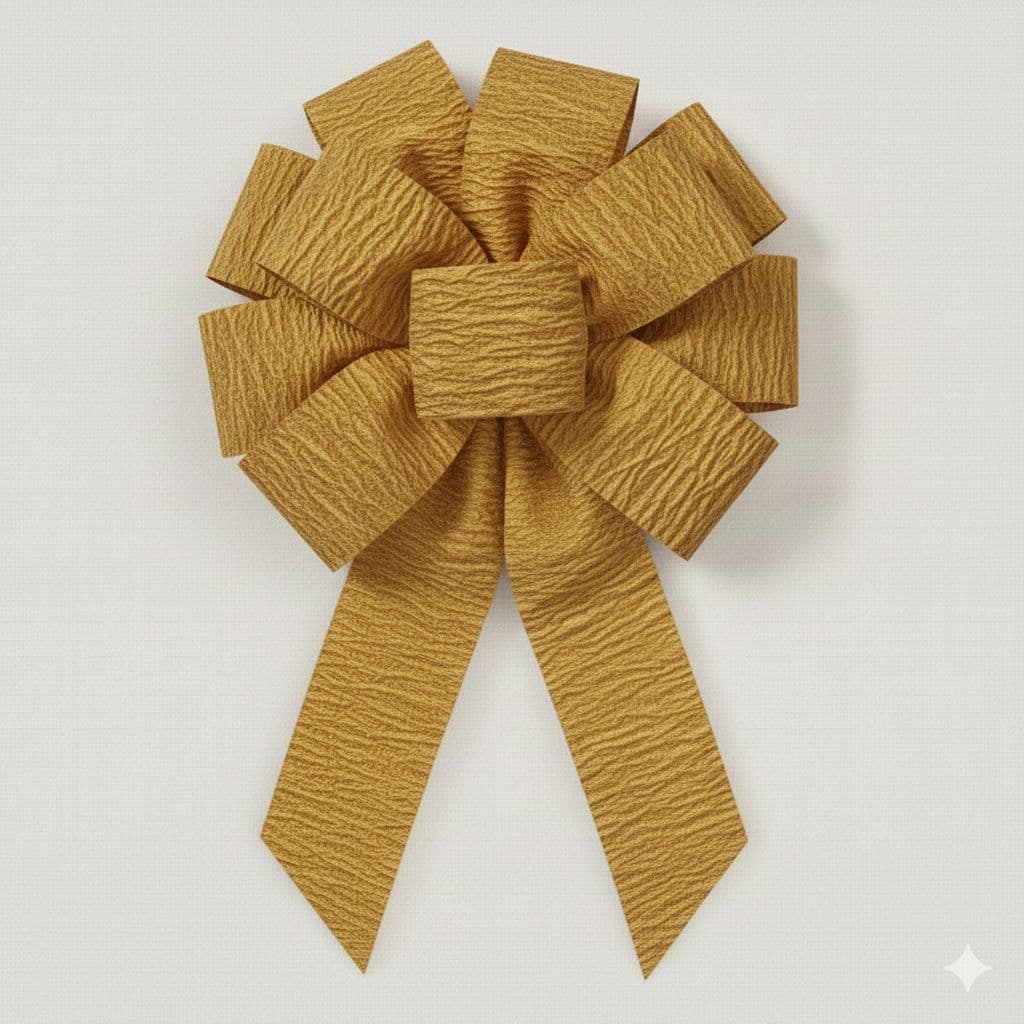 10 Loop Crinkle Ribbon Bow Gold