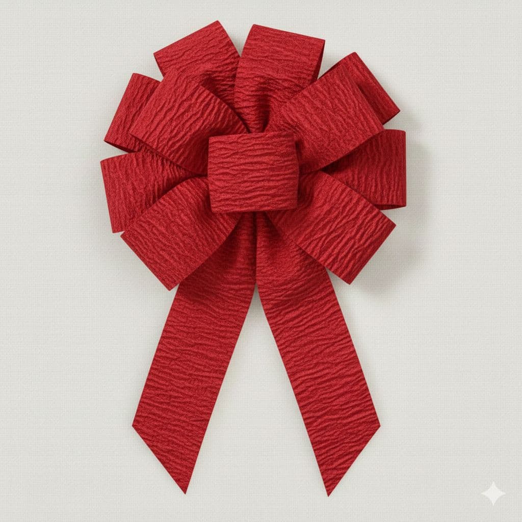 10 Loop Crinkle Ribbon Bow Red