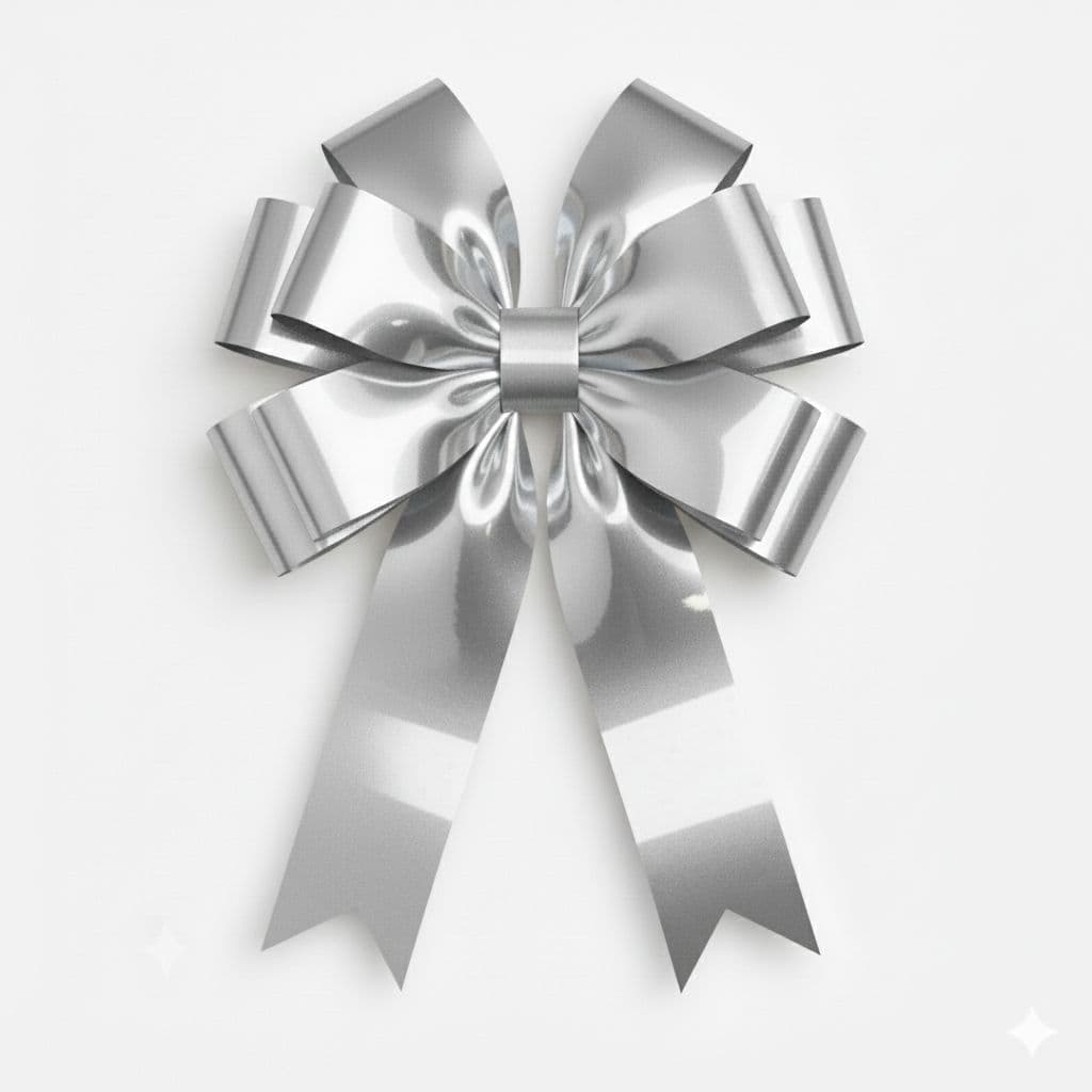 10 Loop Metallic Sheen Bow Silver