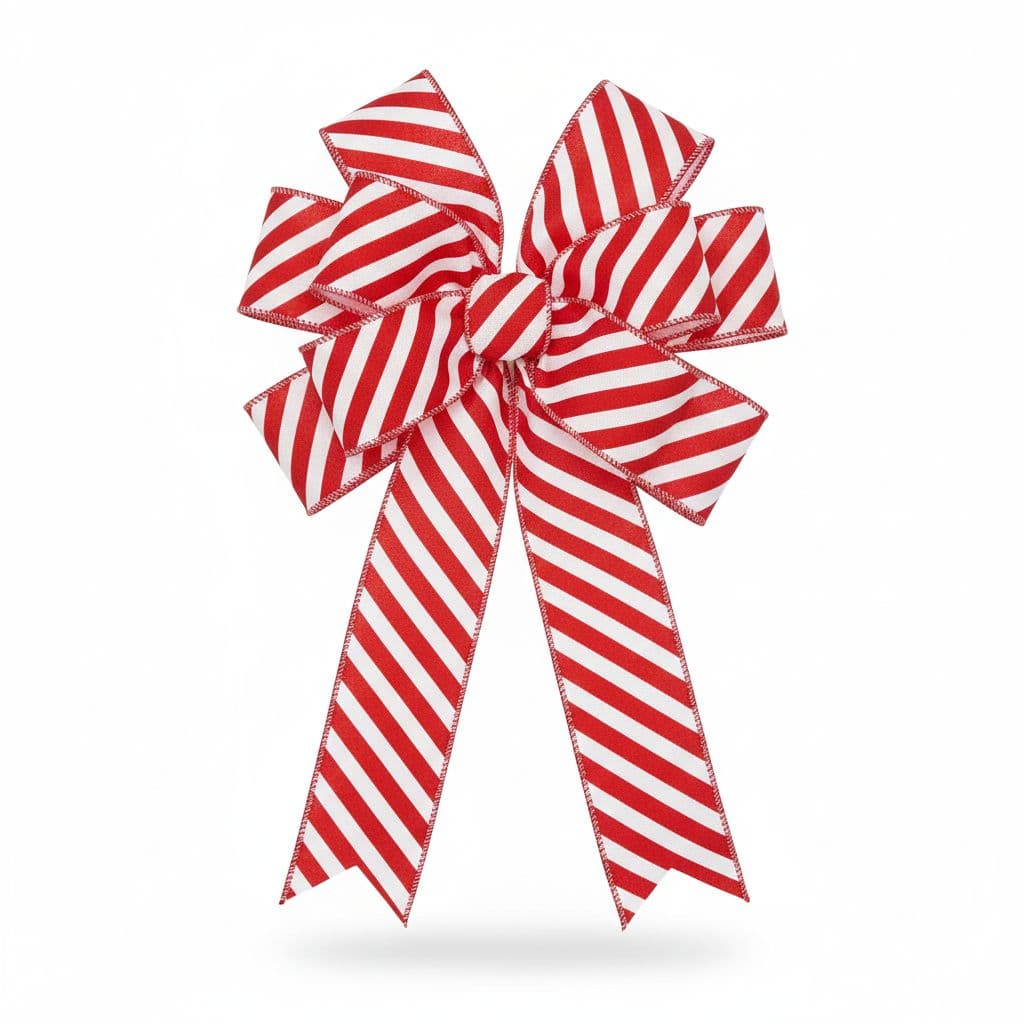 10 Loop Printed Ribbon Bow Candy Cane