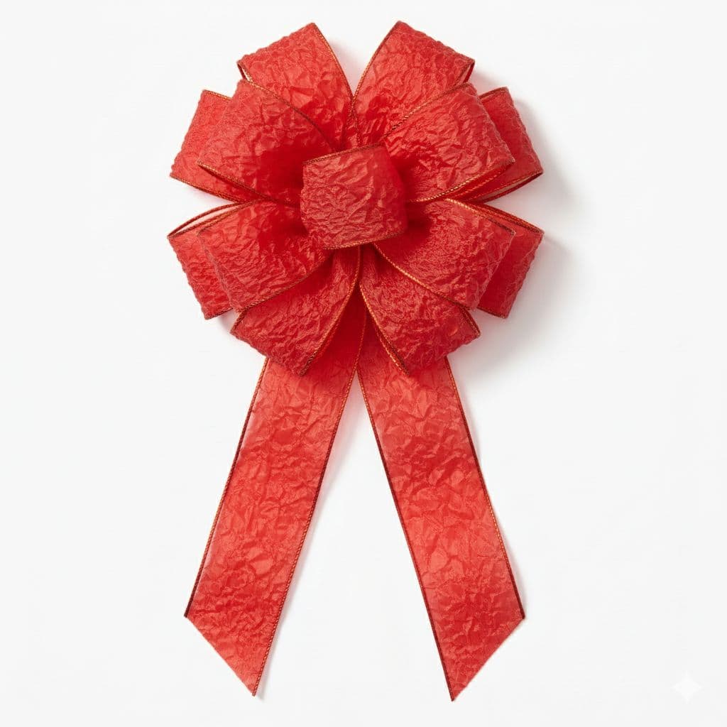 12 Loop Crinkle Ribbon Bow Red