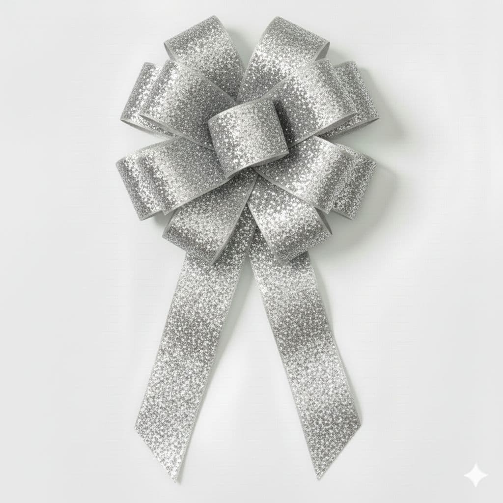 12 Loop Frosted Bow Silver
