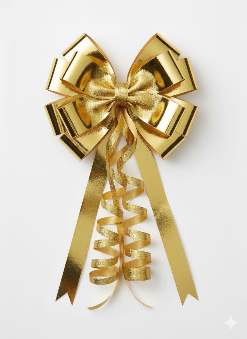 12 Loop Metallic Sheen Bow Gold