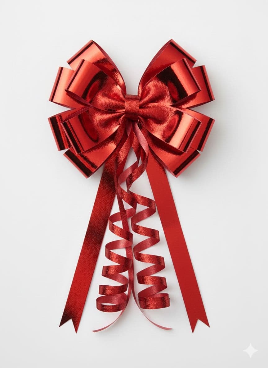 12 Loop Metallic Sheen Bow Red