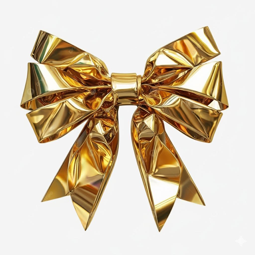 6 Loop Metallic Sheen Bow Gold