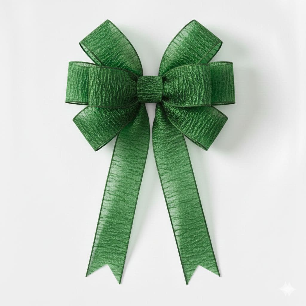 8 Loop Crinkle Ribbon Bow Green