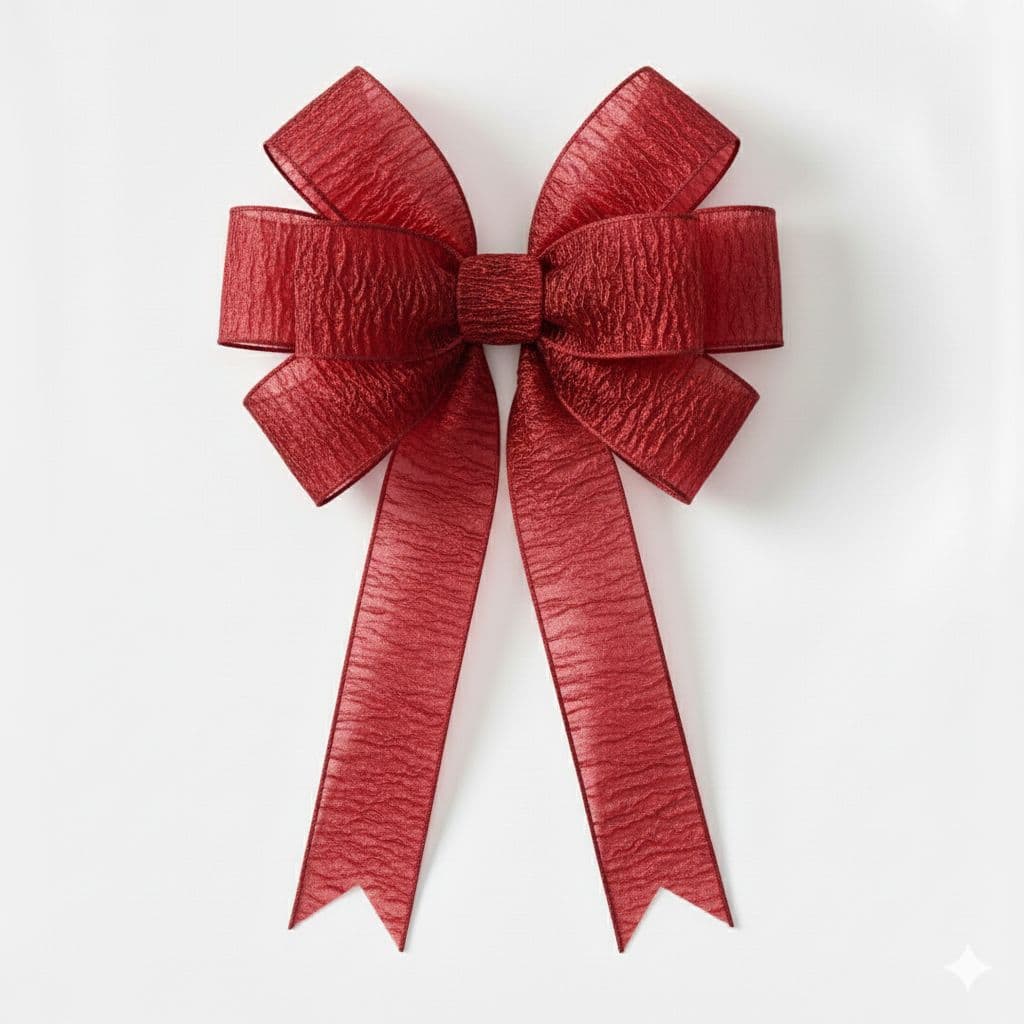 8 Loop Crinkle Ribbon Bow Red