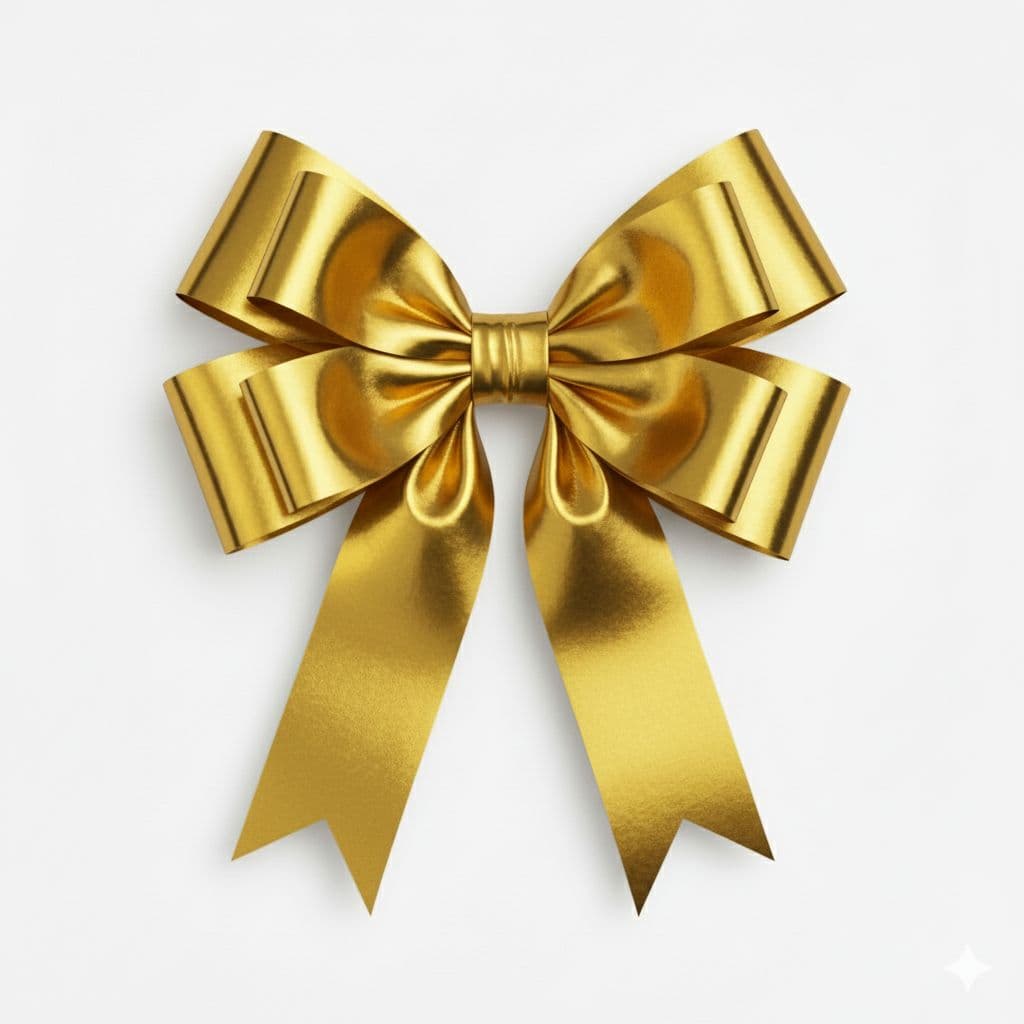 8 Loop Metallic Sheen Bow Gold