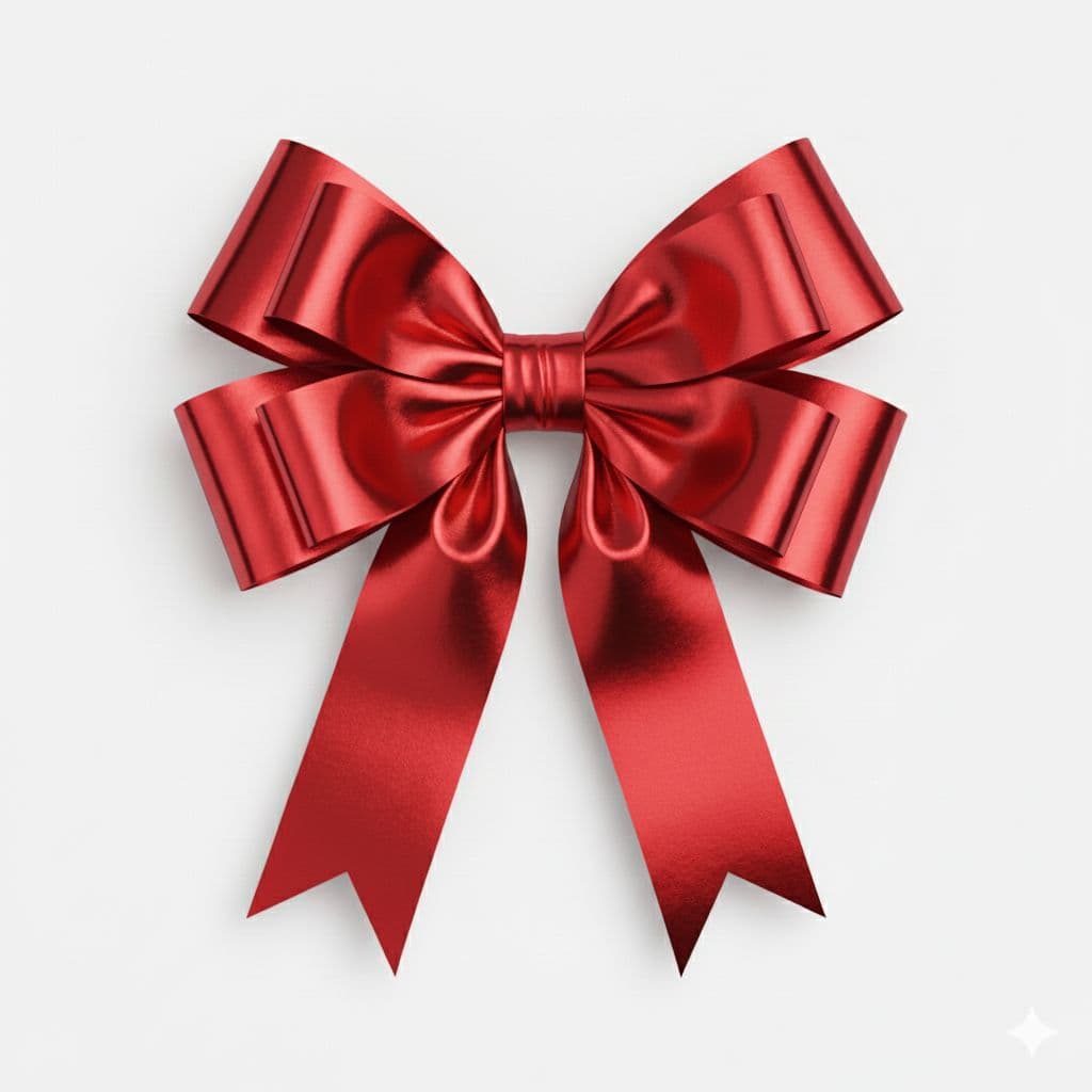 8 Loop Metallic Sheen Bow Red