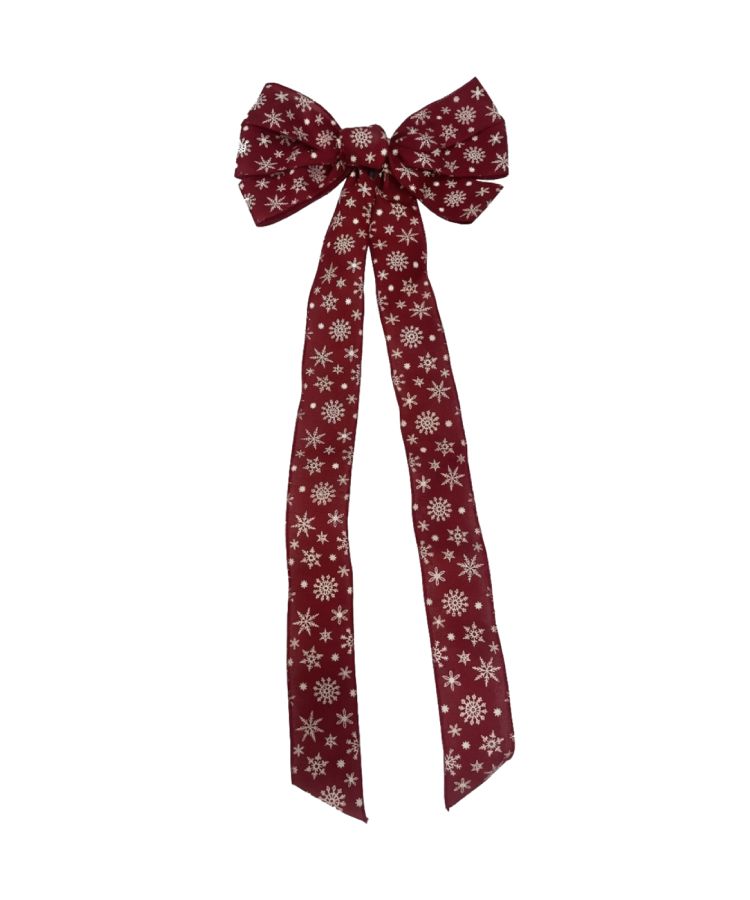 Polyester Silver Snowflake Ribbon Bow 26 Inch 7 Loop