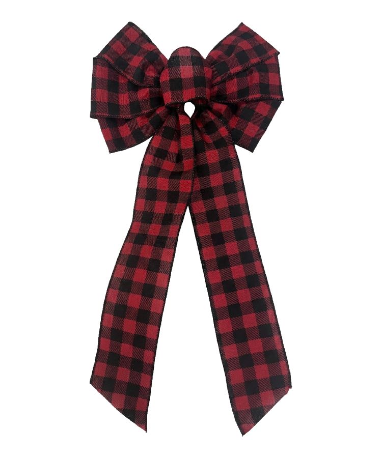 Red Black Ribbon Bow 14 Inch 7 Loop 2.5 Inch Width