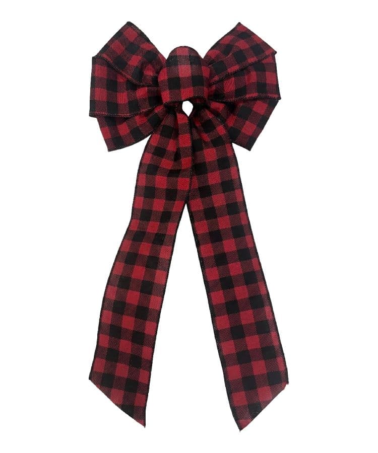 Red Black Ribbon Bow 14 Inch 7 Loop 2.5 Inch Width