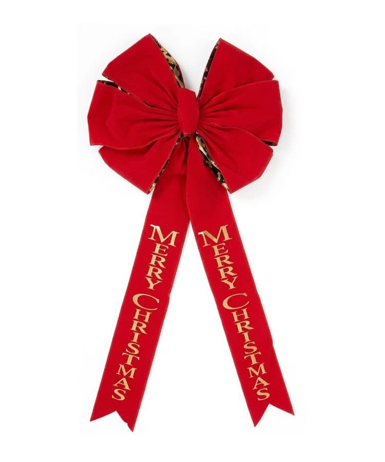 Red Gold Ribbon Bow 36 Inch 7 Loop Wired 2.5 Width
