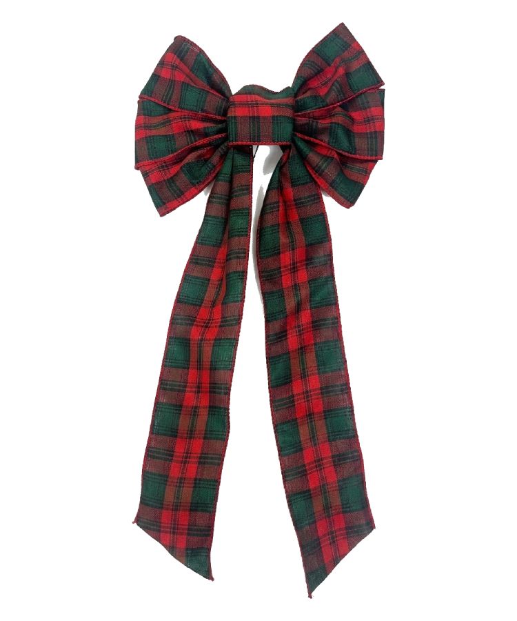 Red Green Ribbon Bow 14 Inch 7 Loop 2.5 Inch Width