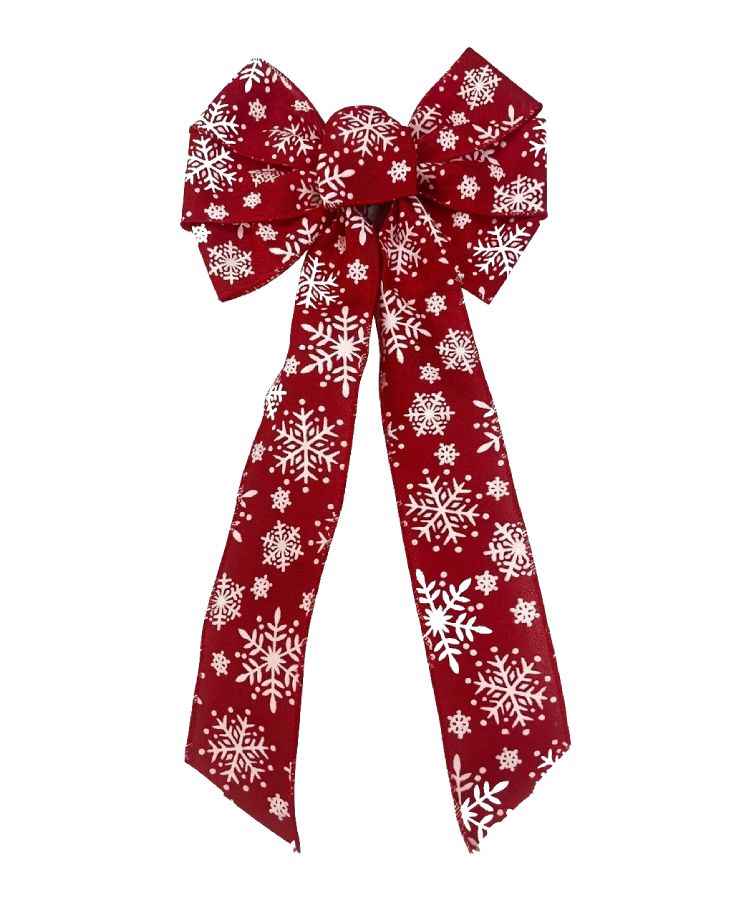 Red White Ribbon Bow 14 Inch 7 Loop 2.5 Inch Width