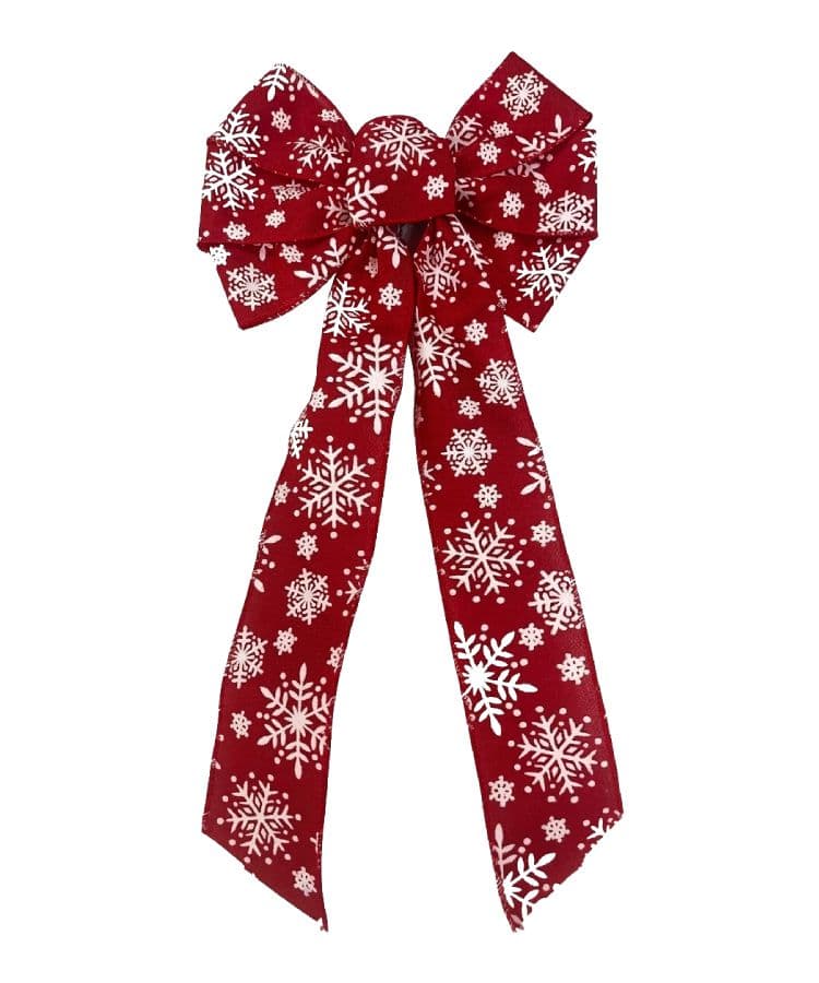 Red White Ribbon Bow 14 Inch 7 Loop 2.5 Inch Width