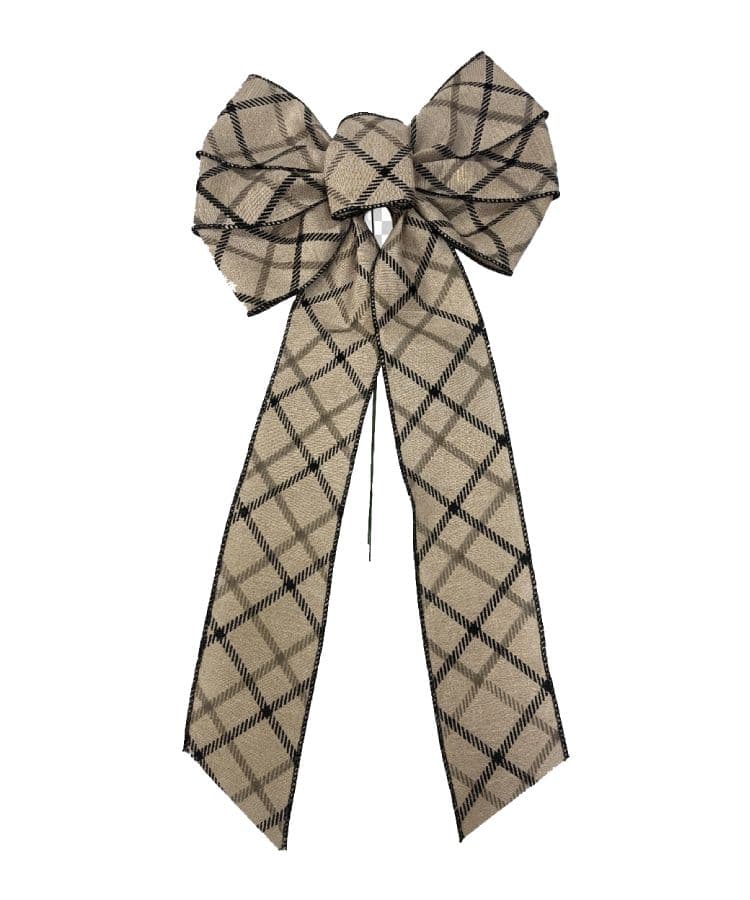 Rustic Plaid Ribbon Bow 14 Inch 7 Loop Wired